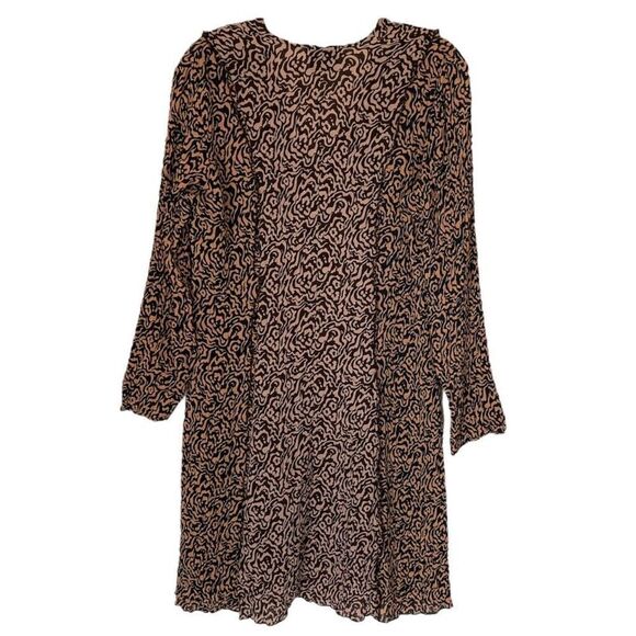 Nanushka Brown Crinkle Paneled V-Neck Long Sleeve Mini Dress Size Extra Small - Picture 2 of 5